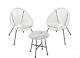 Garden Patio Furniture Set 3 Pieces Outdoor Seating 2 Chairs White Ggf013w02