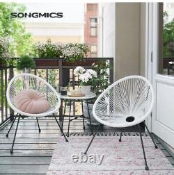 Garden Patio Furniture Set 3 Pieces Outdoor Seating 2 Chairs White GGF013W02