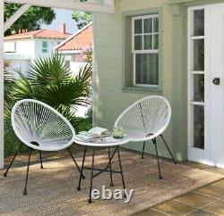 Garden Patio Furniture Set 3 Pieces Outdoor Seating 2 Chairs White GGF013W02