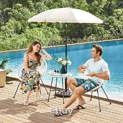 Garden Patio Furniture Set 3 Pieces Outdoor Seating 2 Chairs White GGF013W02