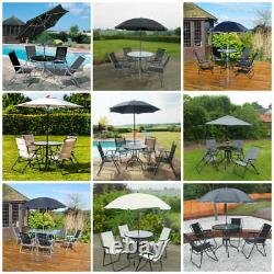 Garden Patio Furniture Set 4/6 Seat Dining Set Parasol Glass Table And Chairs UK