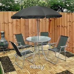 Garden Patio Furniture Set 4 Seater Dining Set Parasol Glass Table And Chairs