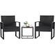 Garden Patio Furniture Set Table Chairs 3 Piece Bistro Set Outdoor Rattan Black