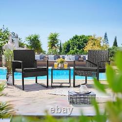 Garden Patio Furniture Set Table Chairs 3 Piece Bistro Set Outdoor Rattan Black