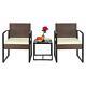 Garden Patio Furniture Set Table Chairs 3 Piece Bistro Set Outdoor Rattan Brown