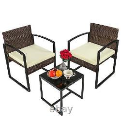 Garden Patio Furniture Set Table Chairs 3 Piece Bistro Set Outdoor Rattan Brown