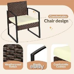 Garden Patio Furniture Set Table Chairs 3 Piece Bistro Set Outdoor Rattan Brown