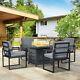 Garden Patio Furniture Set With Gas Firepit Table Chairs 4 Seater Aluminium Grey