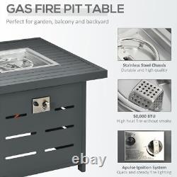 Garden Patio Furniture Set with Gas Firepit Table Chairs 4 Seater Aluminium Grey