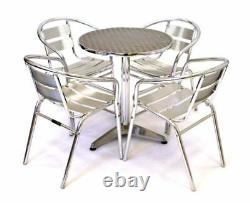 Garden Patio Furniture Sets 4 x Aluminium Chairs & 1 x Round Aluminium Table
