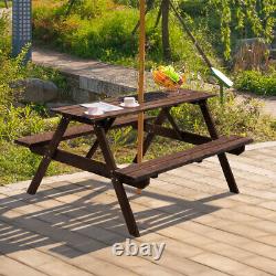 Garden Patio Pub Picnic 4 Seats 120cm Bench Wooden Table Set Outdoor Furniture