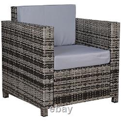Garden Patio Rattan Wicker Furniture Single Cube Chair Sofa Outdoor Grey