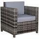 Garden Patio Rattan Wicker Furniture Single Cube Chair Sofa Outdoor Grey