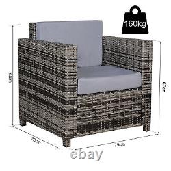 Garden Patio Rattan Wicker Furniture Single Cube Chair Sofa Outdoor Grey