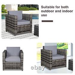 Garden Patio Rattan Wicker Furniture Single Cube Chair Sofa Outdoor Grey