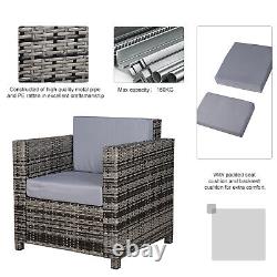 Garden Patio Rattan Wicker Furniture Single Cube Chair Sofa Outdoor Grey