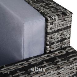 Garden Patio Rattan Wicker Furniture Single Cube Chair Sofa Outdoor Grey