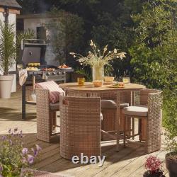 Garden Rattan Dining Set Beige 4 Seater Table Chairs Outdoor Patio Furniture