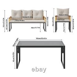 Garden Rattan Furniture 4 Piece Set Table Chairs Sofa Wicker Outdoor Patio Set