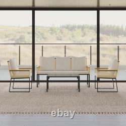 Garden Rattan Furniture 4 Piece Set Table Chairs Sofa Wicker Outdoor Patio Set