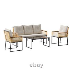 Garden Rattan Furniture 4 Piece Set Table Chairs Sofa Wicker Outdoor Patio Set