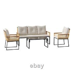 Garden Rattan Furniture 4 Piece Set Table Chairs Sofa Wicker Outdoor Patio Set