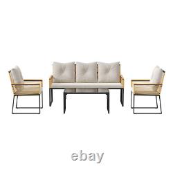 Garden Rattan Furniture 4 Piece Set Table Chairs Sofa Wicker Outdoor Patio Set