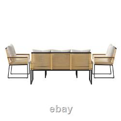 Garden Rattan Furniture 4 Piece Set Table Chairs Sofa Wicker Outdoor Patio Set