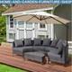 Garden Rattan Furniture 4 Seaters Half-round Patio Outdoor Sofa & Table Grey