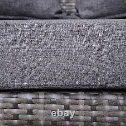 Garden Rattan Furniture 4 Seaters Half-round Patio Outdoor Sofa & Table Grey