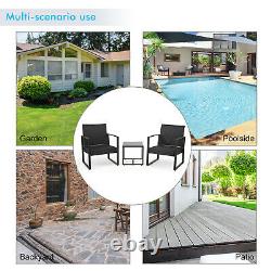 Garden Rattan Furniture Bistro Set 3PC Chair Table Patio Outdoor Wicker Black