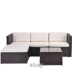 Garden Rattan Furniture Set 5 PCS Patio Outdoor Lounge Sofa Set Coffee Table