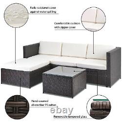 Garden Rattan Furniture Set 5 PCS Patio Outdoor Lounge Sofa Set Coffee Table