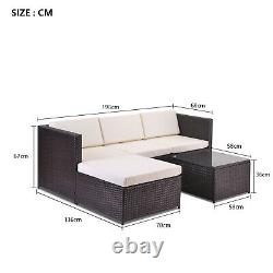 Garden Rattan Furniture Set 5 PCS Patio Outdoor Lounge Sofa Set Coffee Table