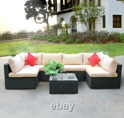 Garden Rattan Set 6 Seater Sofa Patio Table Lounge Furniture with Cushions