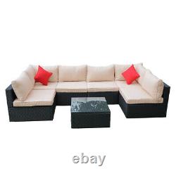 Garden Rattan Set 6 Seater Sofa Patio Table Lounge Furniture with Cushions