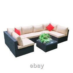 Garden Rattan Set 6 Seater Sofa Patio Table Lounge Furniture with Cushions