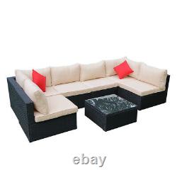 Garden Rattan Set 6 Seater Sofa Patio Table Lounge Furniture with Cushions