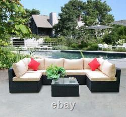 Garden Rattan Set 6 Seater Sofa Patio Table Lounge Furniture with Cushions