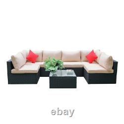 Garden Rattan Set 6 Seater Sofa Patio Table Lounge Furniture with Cushions