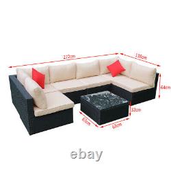 Garden Rattan Set 6 Seater Sofa Patio Table Lounge Furniture with Cushions