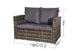 Garden Rattan Sofa Set Fire Pit Table 2 Armchairs Furniture Patio Wicker Outdoor