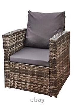 Garden Rattan Sofa Set Fire Pit Table 2 Armchairs Furniture Patio Wicker Outdoor