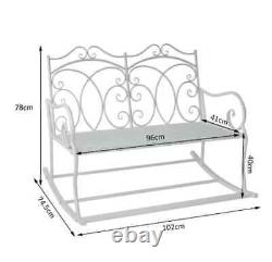 Garden Rocking Bench Metal White Furniture Love Seat Patio French Swing Chair