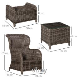 Garden Sofa Chair & Stool Table Set Patio Wicker Weave Furniture Set Outdoor