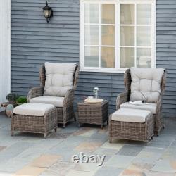 Garden Sofa Chair & Stool Table Set Patio Wicker Weave Furniture Set Outdoor