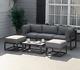 Garden Sofa Set Metal Lounge Day Bed Cushions Footstool Table Patio Furniture