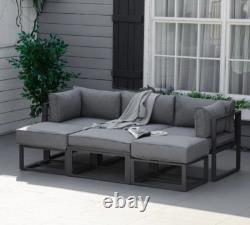 Garden Sofa Set Metal Lounge Day Bed Cushions Footstool Table Patio Furniture
