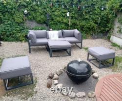 Garden Sofa Set Metal Lounge Day Bed Cushions Footstool Table Patio Furniture
