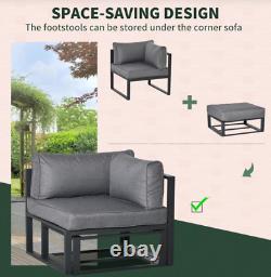 Garden Sofa Set Metal Lounge Day Bed Cushions Footstool Table Patio Furniture